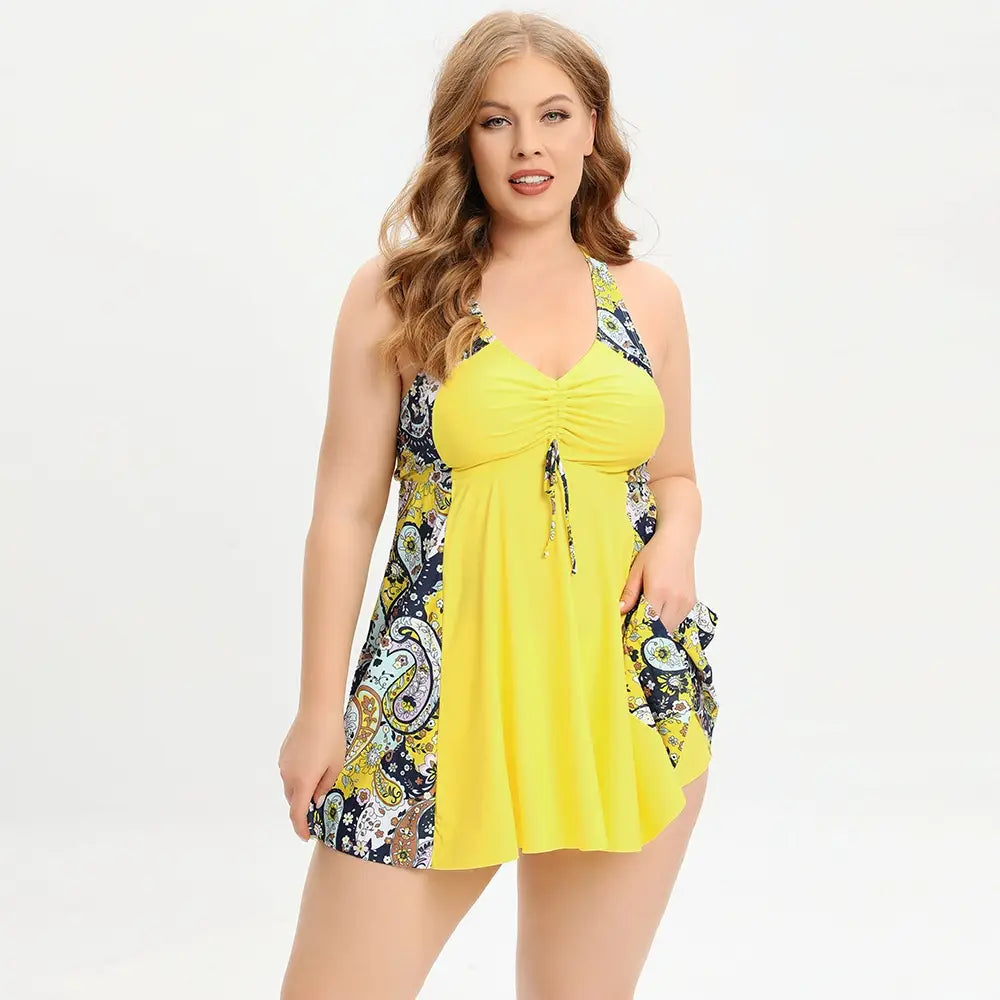 Women’s Creative Simple Printed Conservative Split Swimsuit