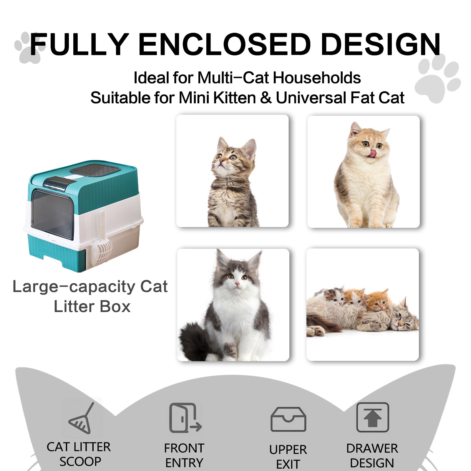 PurrfectEase XL: Odorless, Leak-Proof Cat Litter Box - LauBelle