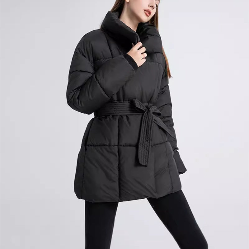 FrostLuxe Plaid Lace-Up Lapel Coat - Women's Fashion - LauBelle Brand