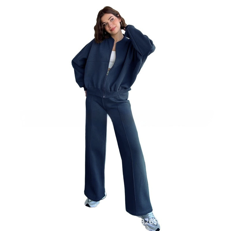 VivaFlex Women's Zipper Jacket & Wide Leg Pant Set - LauBelle Brand
