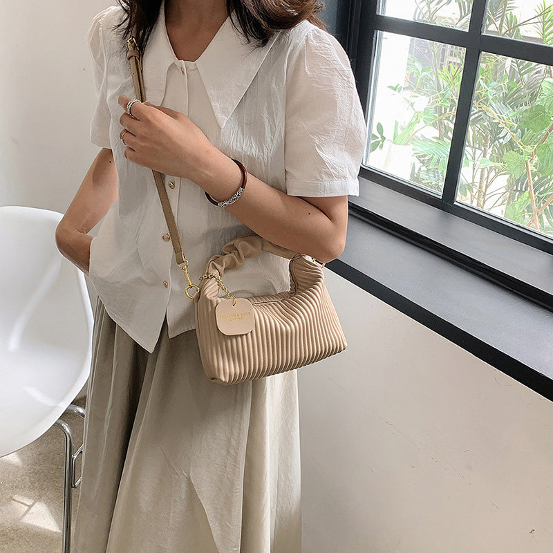 Cloud Chic: Pleated PU Leather Crossbody Tote Bag - LauBelle Brand