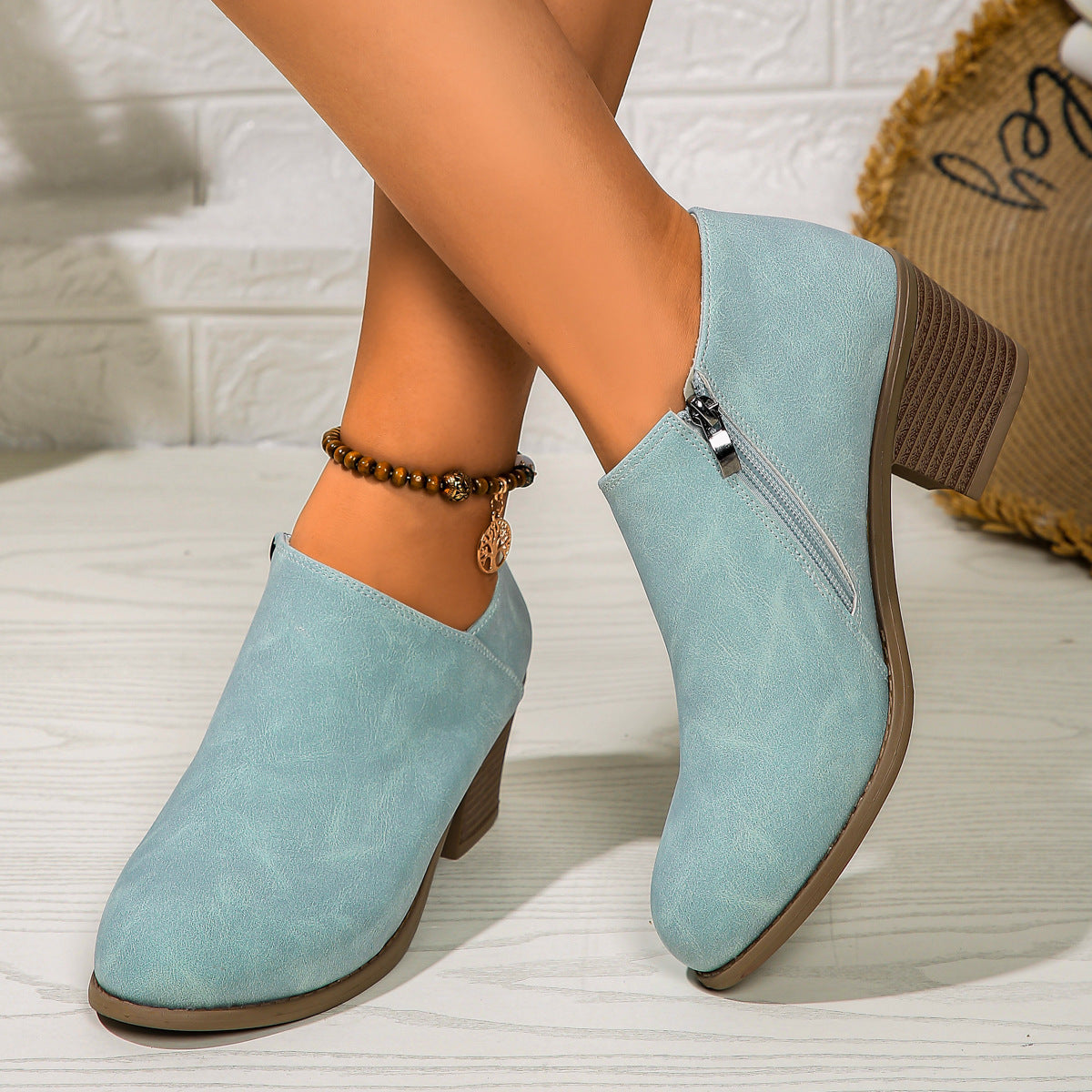ZipUp Chunky Ankle Boots - Women's Fall/Winter Style - LauBelle Brand