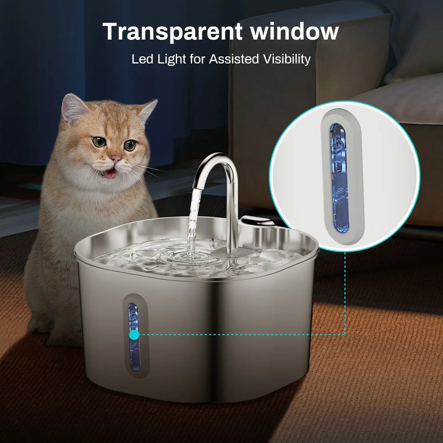 2.2L Faucet Strip Window Pet Water Dispenser for Dogs and Cats