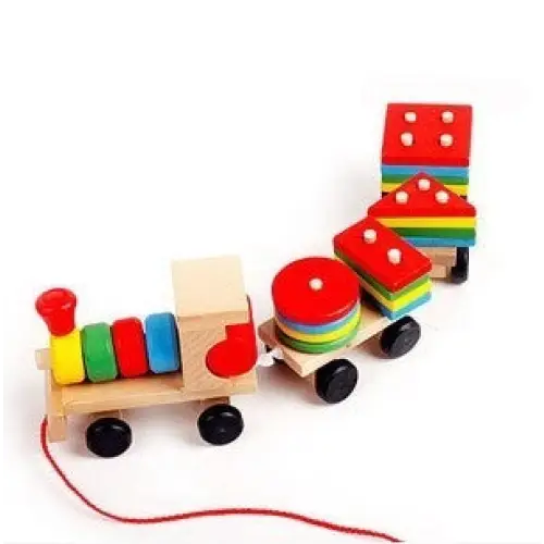 3-in-1 Wood Train Tractor: Educational Toy - default