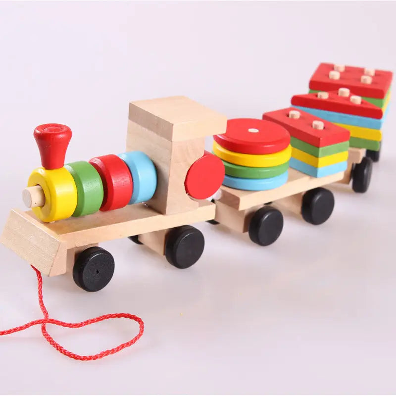 3-in-1 Wood Train Tractor: Educational Toy - default