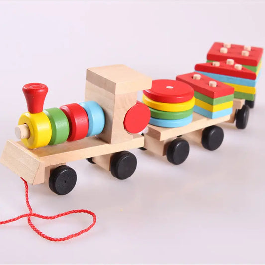 3-in-1 Wood Train Tractor: Educational Toy - default