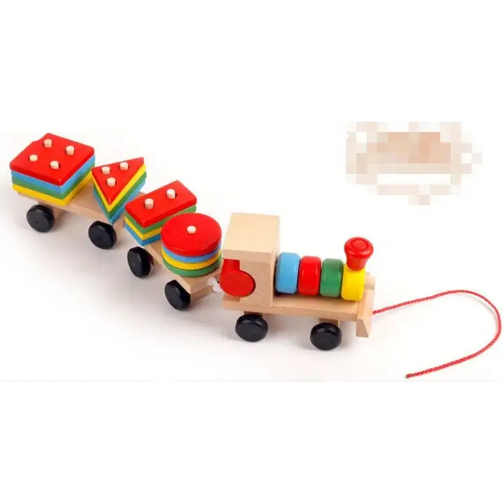 3-in-1 Wood Train Tractor: Educational Toy - default
