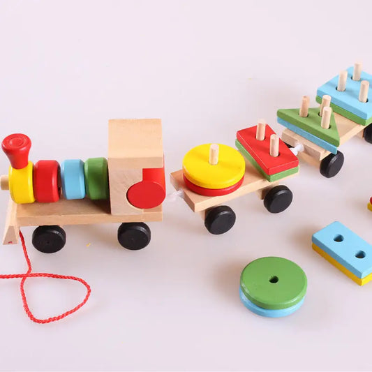 3-in-1 Wood Train Tractor: Educational Toy - default