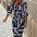 Chic Print Belted Slim Shirt Dress—3/4 Sleeve Lapel - LauBelle Brand