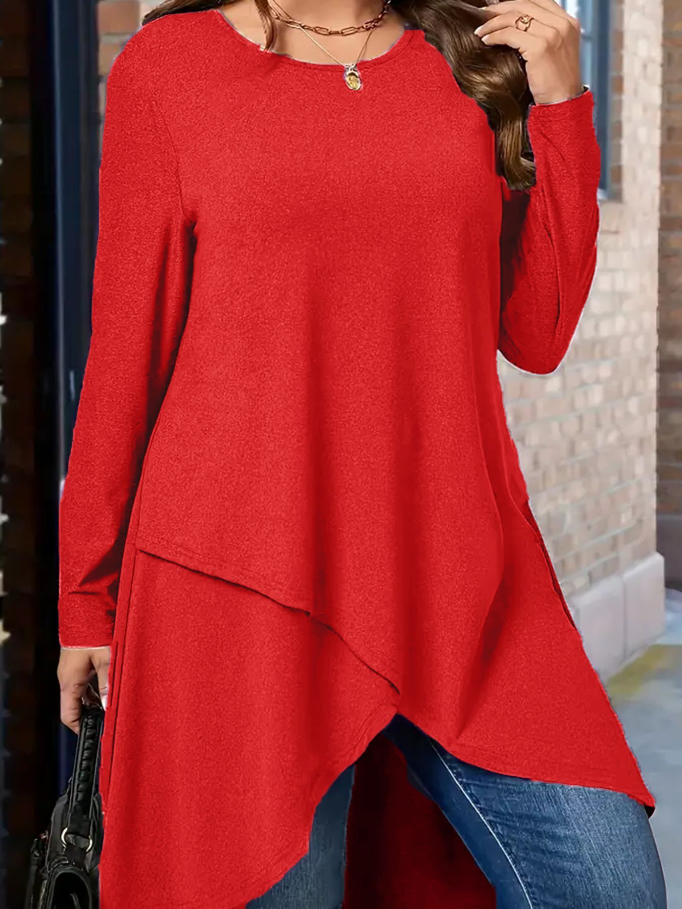 CozyCurve Plus Size Loose Autumn Winter Long Top - LauBelle Brand