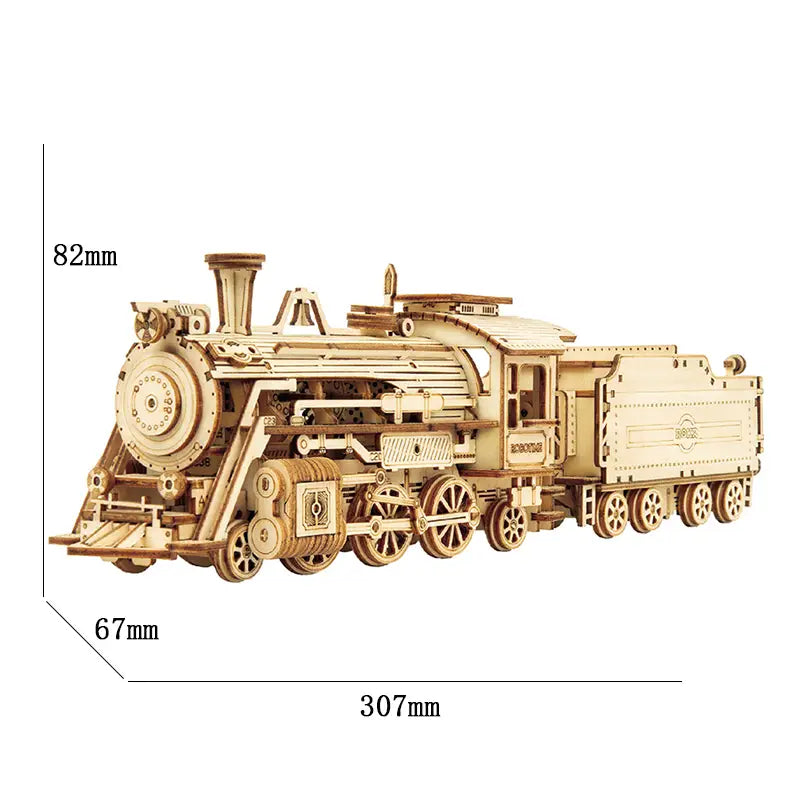 Robotime Wooden Train DIY Model Kit 308 Pieces for Ages 7 and Up
