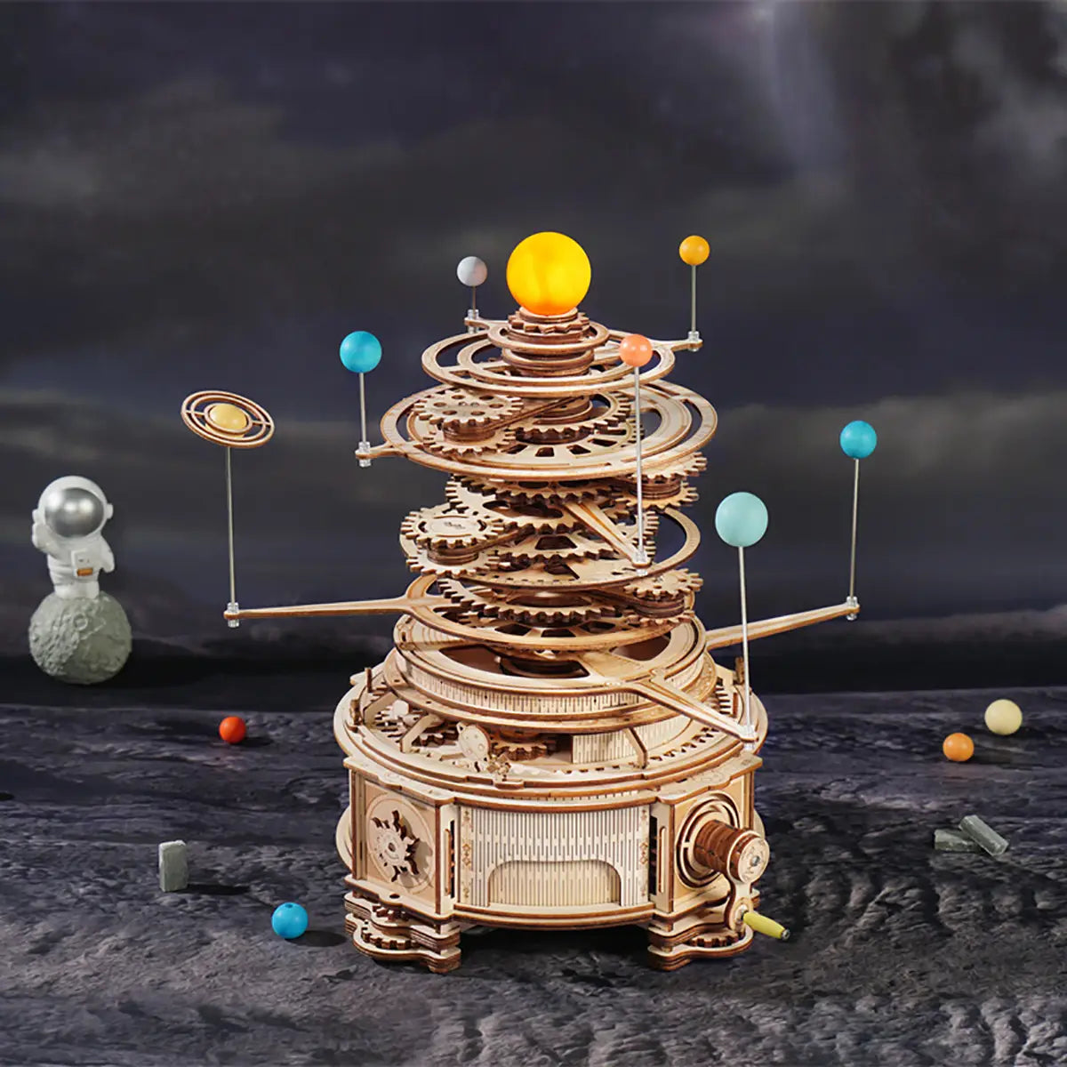 Rotatable Mechanical Orrery Wooden Model Kit 316 Pieces