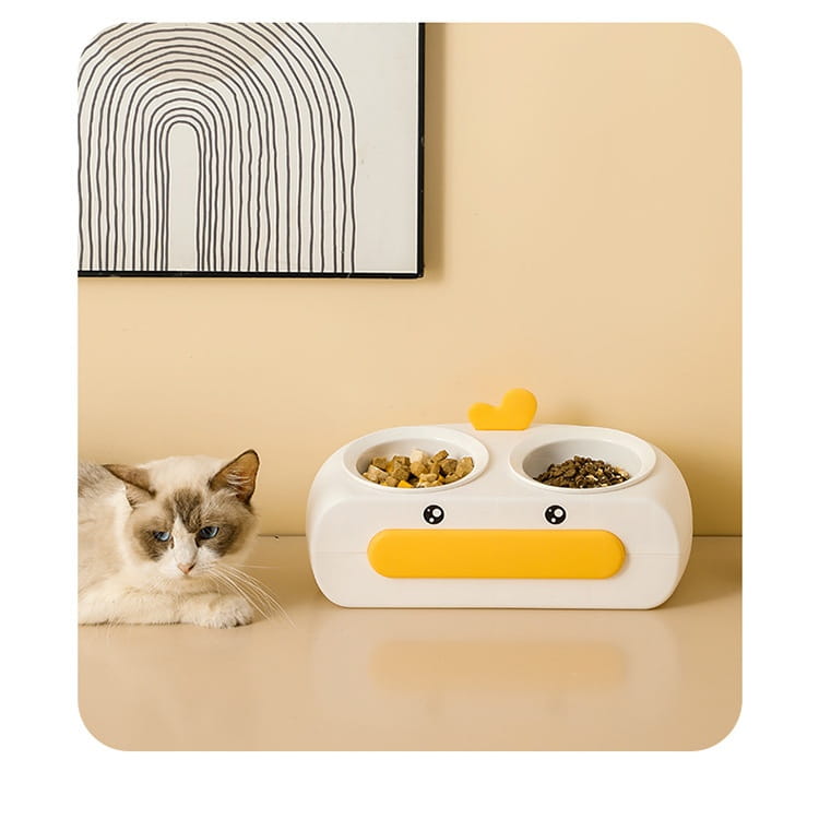 Big Mouth Duck Double Bowls for Cats in Multiple Colors and Materials