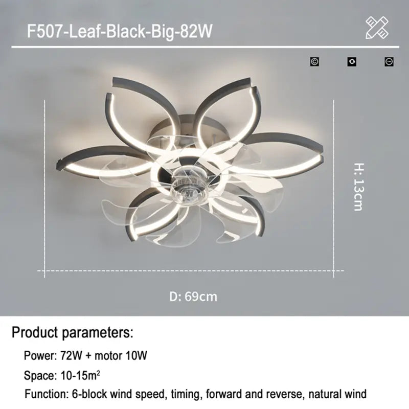 Ceiling Fan with Tricolor Dimming Remote Control and 6 Speed Settings
