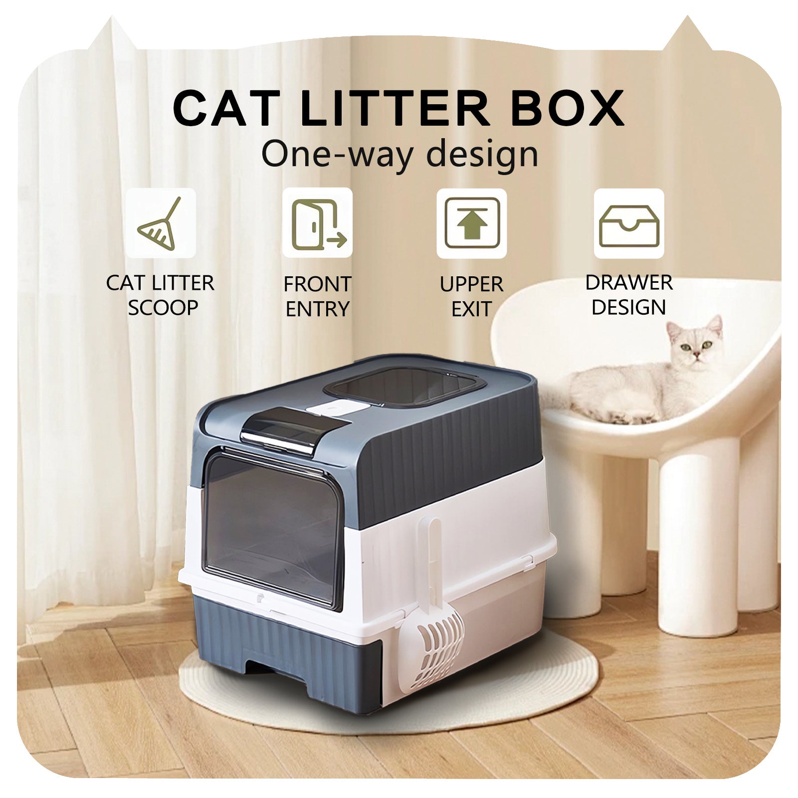 PurrfectEase XL: Odorless, Leak-Proof Cat Litter Box - LauBelle