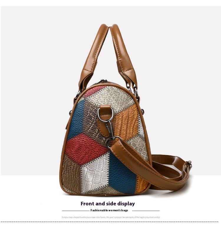 Zwarte en bruine PU Rhombus cilinder crossbody koffer
