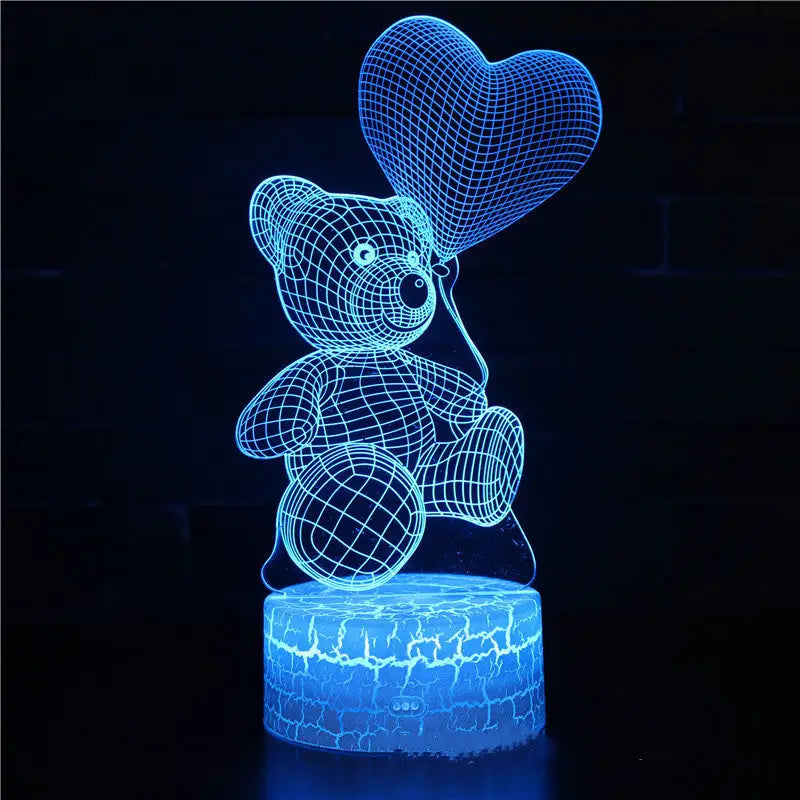 3D Teddy Bear Optical Acrylic Night Light