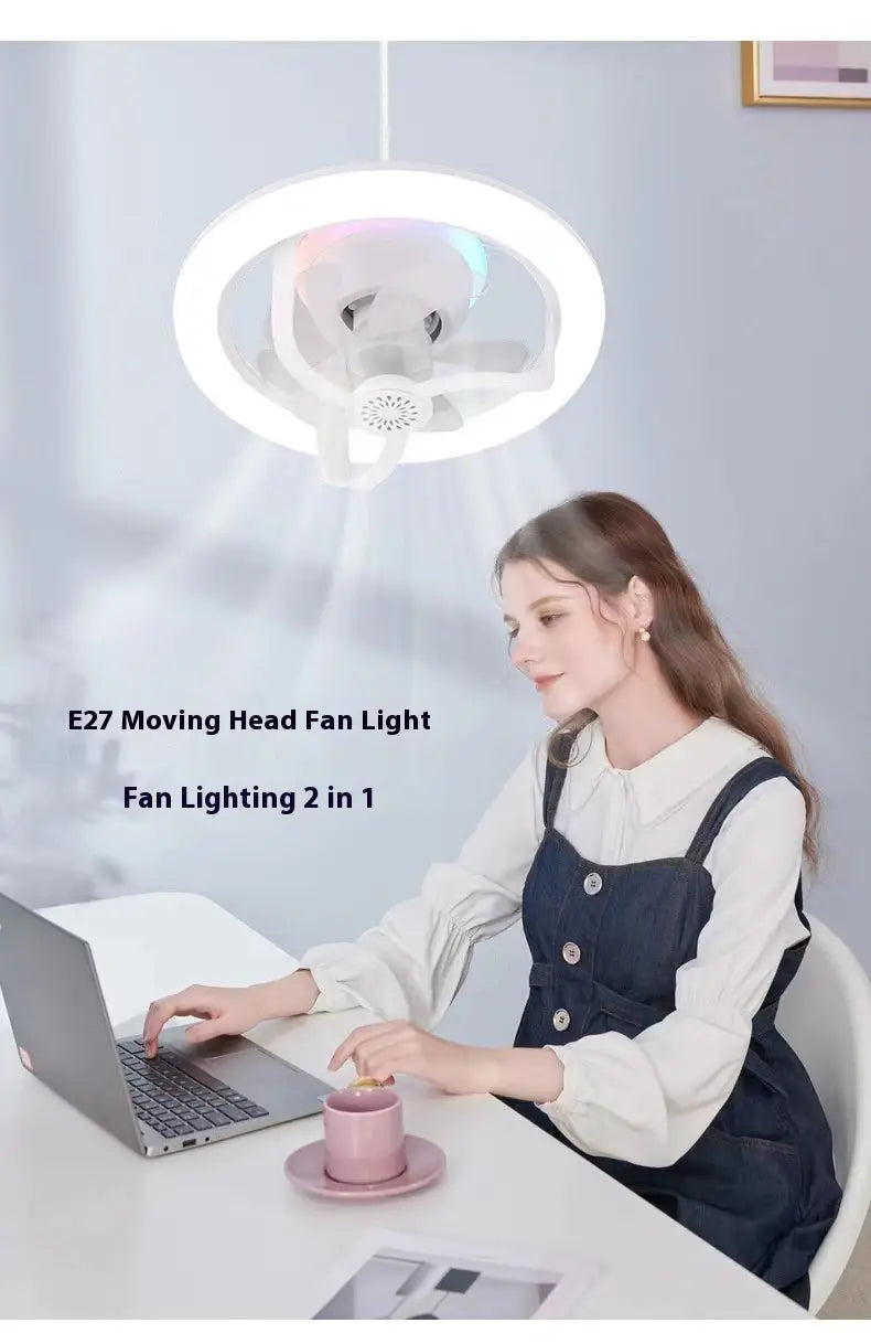 Colorful Dimmable Ceiling Fan Lamp with Adjustable Hanging Rope