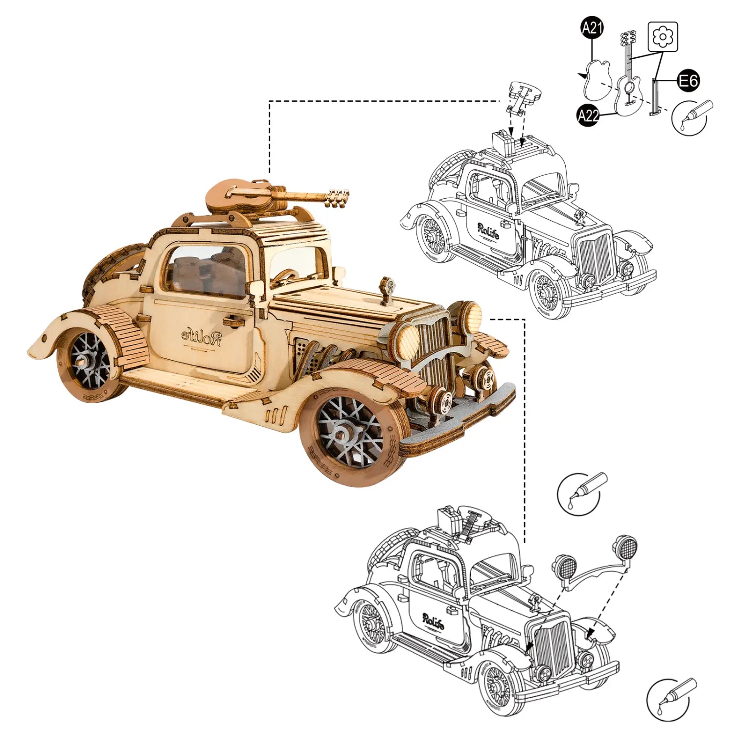 Plywood Package with English Instructions and Accessories No Glue Included
