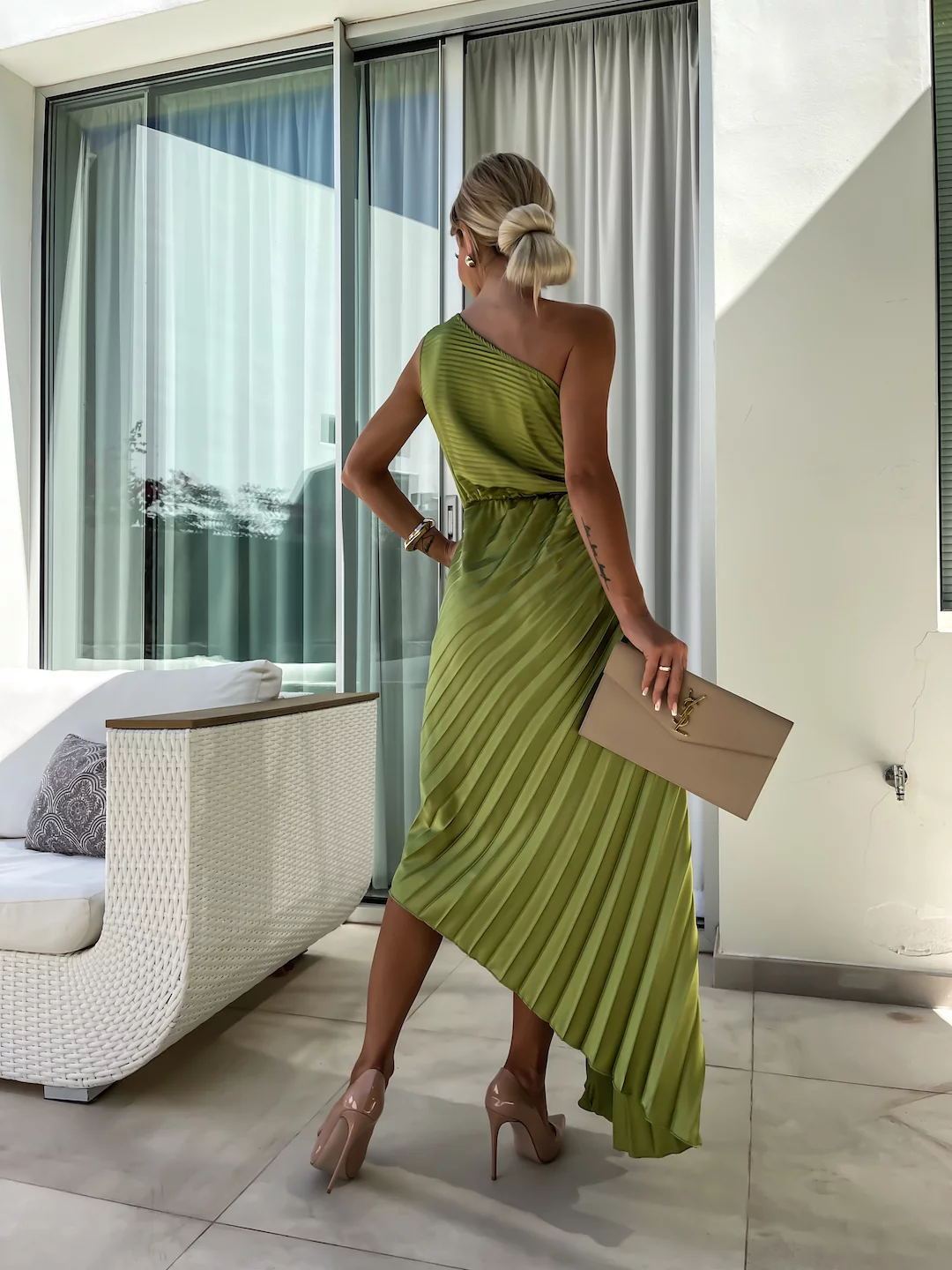 RosePetal Asym Pleated Dress - Sexy Evening Glam - LauBelle Brand