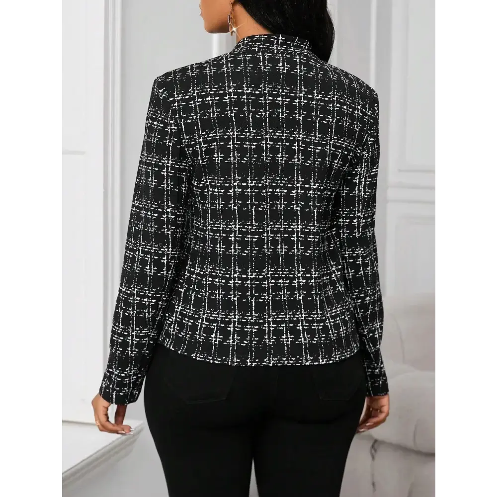 Plaid Elegance Womens Open Front Blazer Jacket - LauBelle Brand