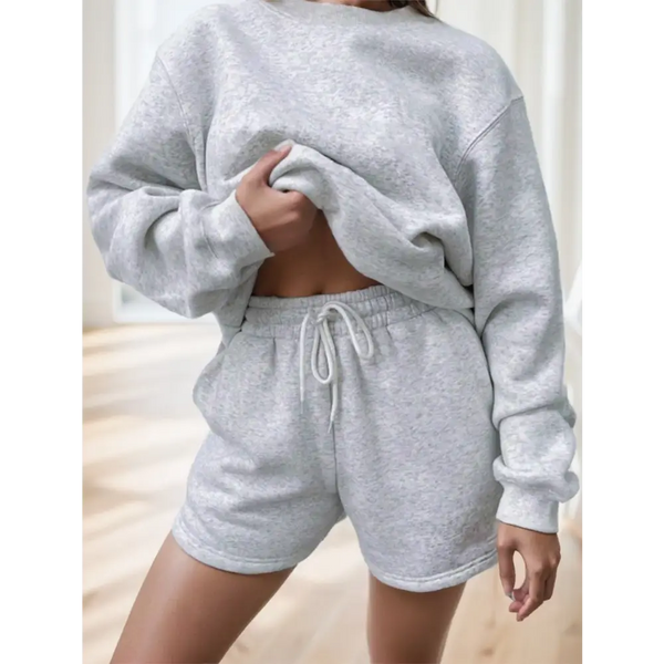 SimpleStyle Cotton Blend Long Sleeve Shorts Set - LauBelle