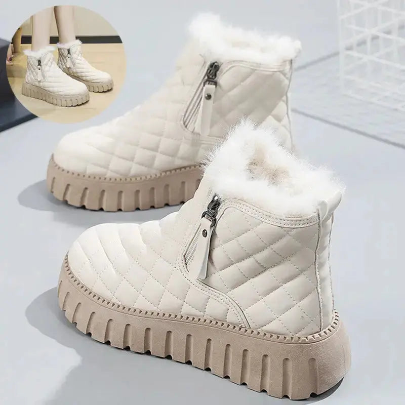 Plaid Ankle Platform Shoes with Chunky Heel - LauBelle Brand