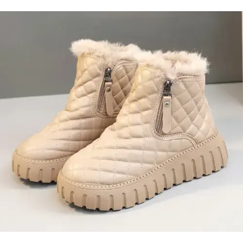 Plaid Ankle Platform Shoes with Chunky Heel - LauBelle