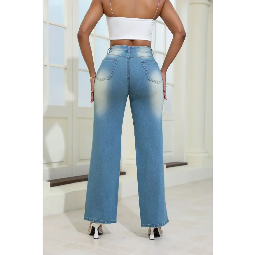 Chic High-Waist Ripped Jeans for Women - LauBelle