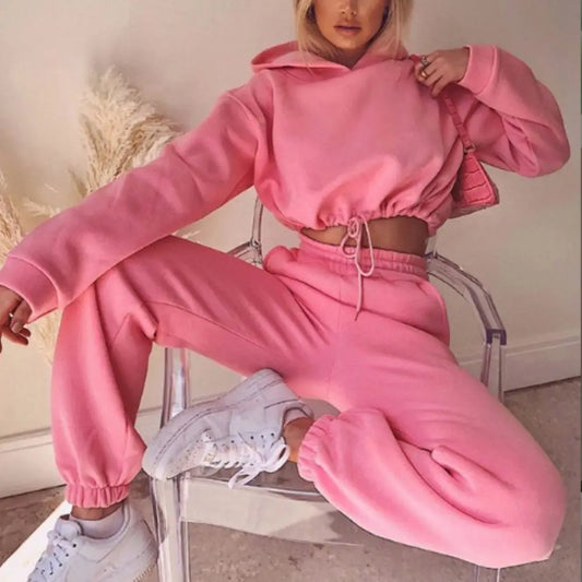 Womens Two Piece Sweatsuit Long Sleeve Hoodie Tracksuit Set - LauBelle