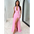 Spring Silk Maxi: Halter V-Neck Slit Dress - LauBelle
