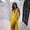 Spring Silk Maxi: Halter V-Neck Slit Dress - LauBelle