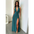 Spring Silk Maxi: Halter V-Neck Slit Dress - LauBelle