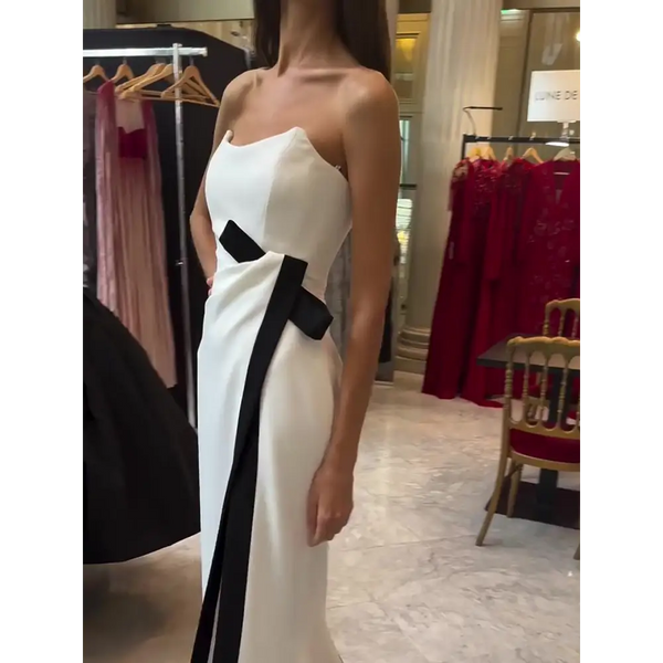 Chic Eclipse Strapless Slit Dress for Evening Wear - LauBelle