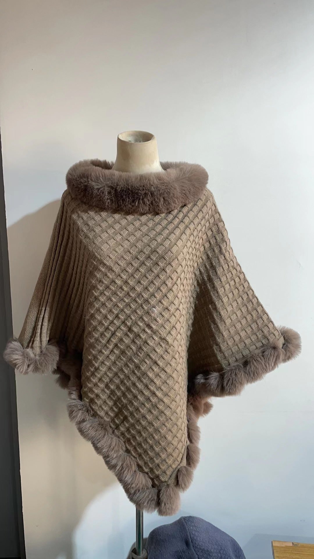 Luxe Rex Rabbit Fur Shawl Cape – Elegant Winter Wrap - LauBelle Brand