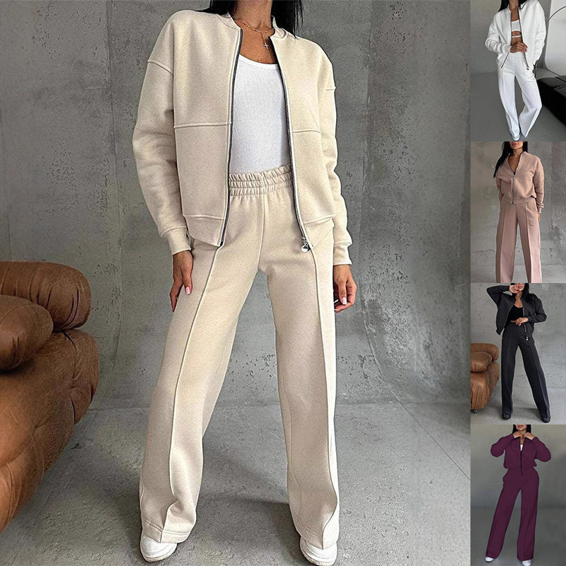 VivaFlex Women's Zipper Jacket & Wide Leg Pant Set - LauBelle Brand