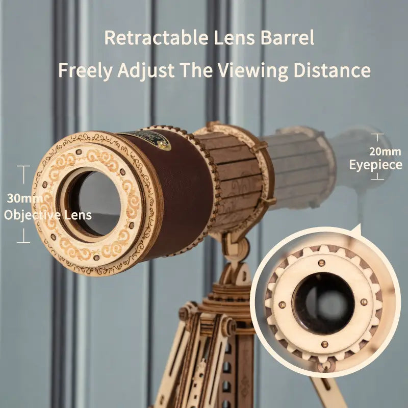 Wooden Telescope Model Kit 314 Pieces for Ages 14 and Up
