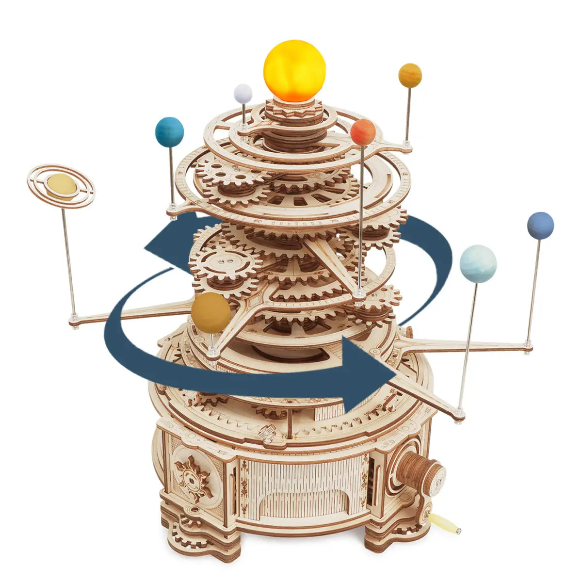 Rotatable Mechanical Orrery Wooden Model Kit 316 Pieces