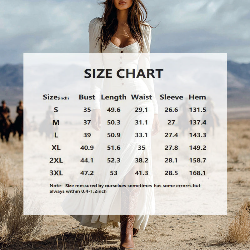 Vintage Western Ruffle Maxi Dress with Lace Trim - LauBelle