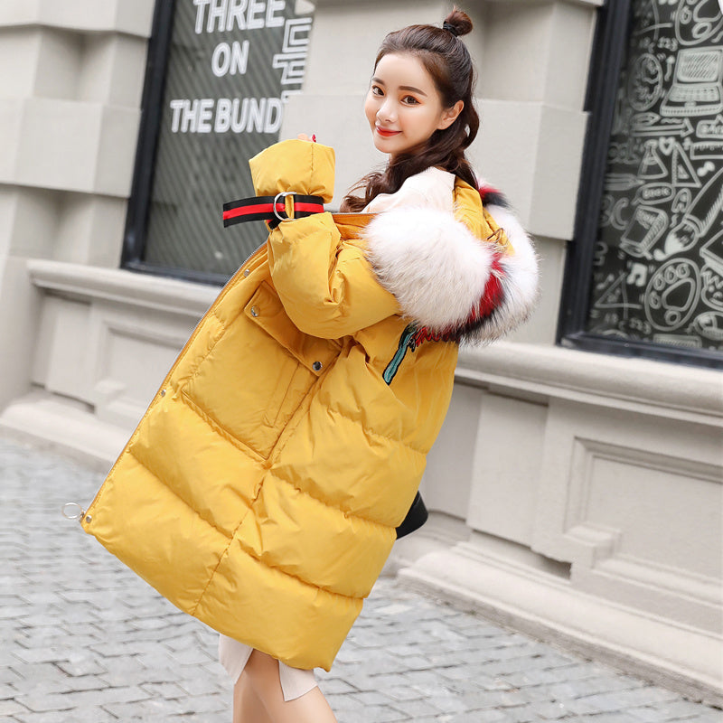 FrostLuxe Mid Down Jacket with Plush Fur Collar - LauBelle Brand