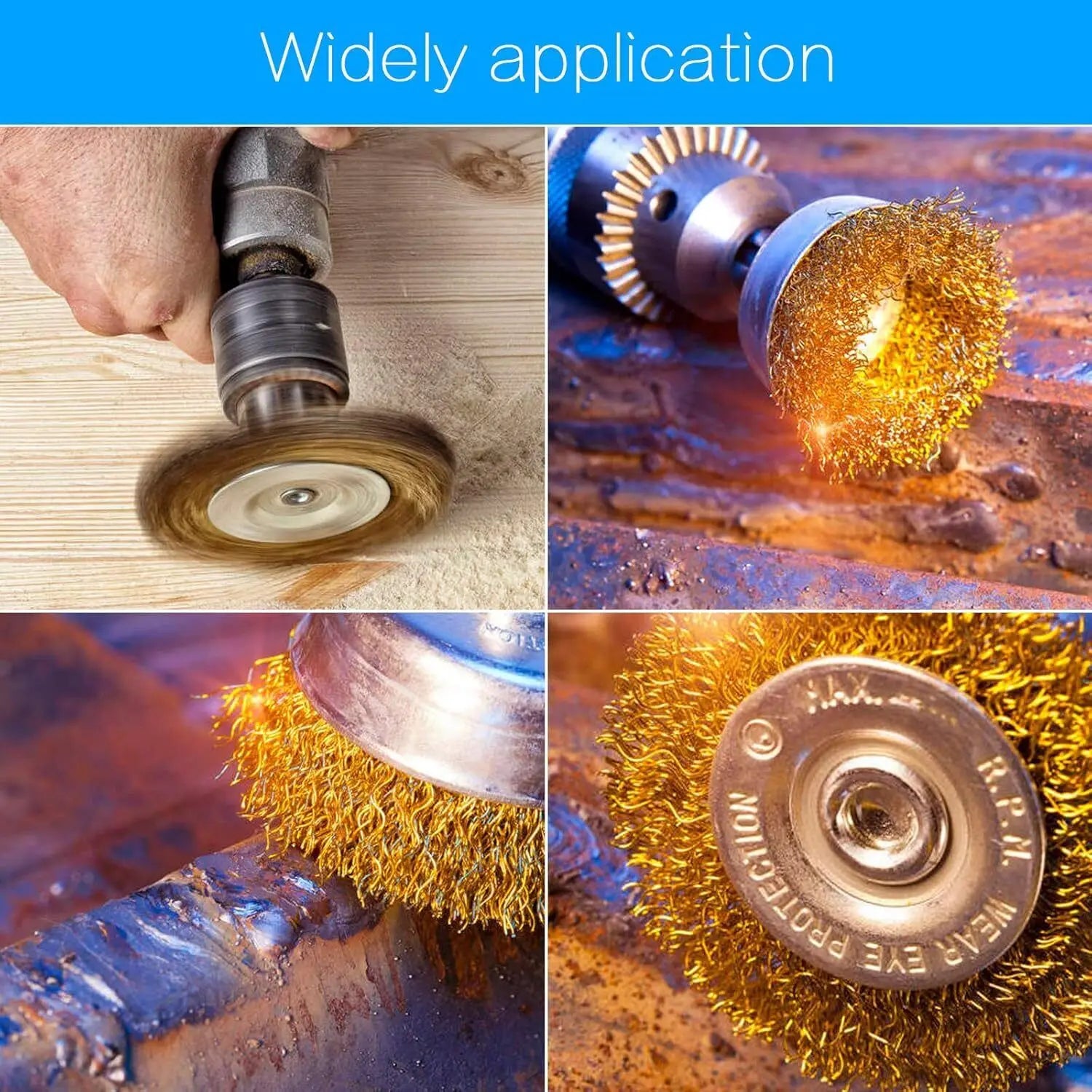 Steel Wire Grinding Brush Set 9 Pieces for Rust and Paint Removal