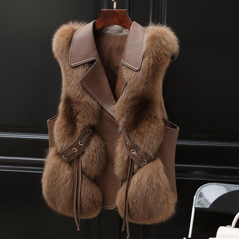 Elegant Patchwork Faux Fur Vest - Autumn/Winter - LauBelle Brand