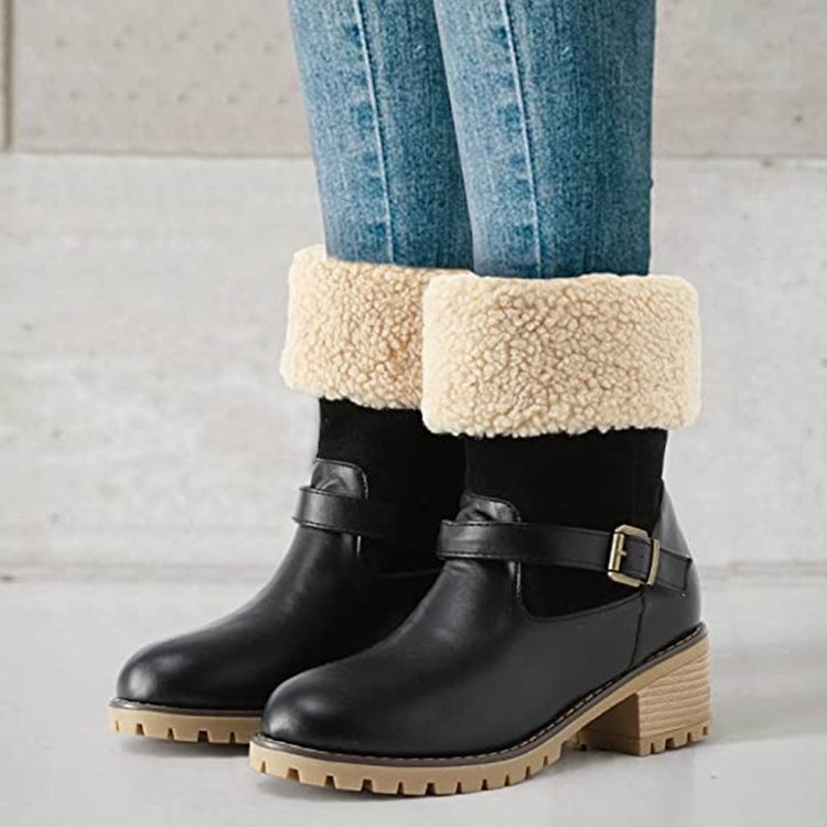 ChicBuckle Western Warm Chunky Heel Boots for Women - LauBelle Brand