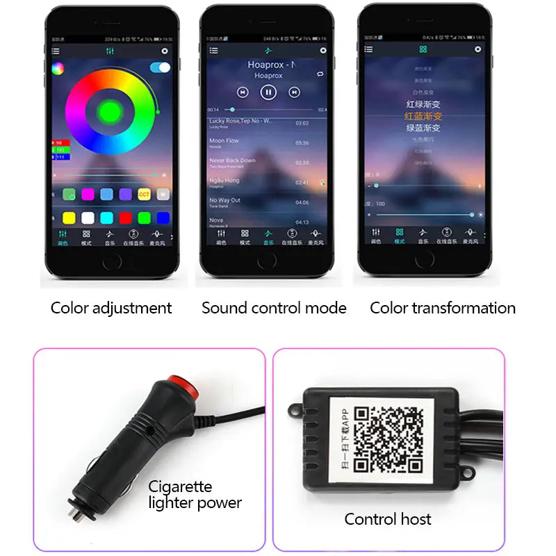 RGB Interior Car Light Strips with Customizable Installation
