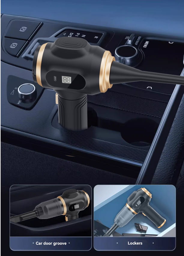 USB Digital Display Dual Use Blower and Suction Device Black