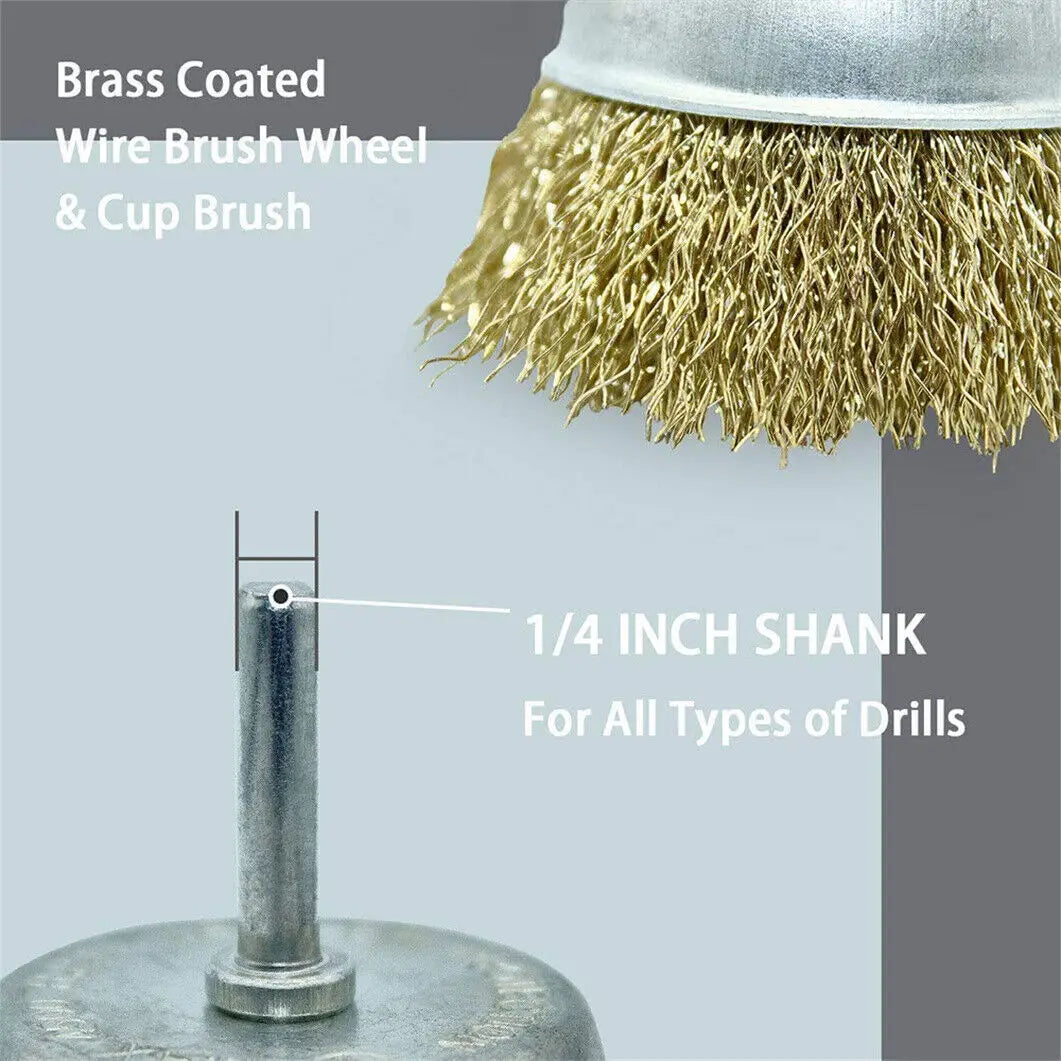 Steel Wire Grinding Brush Set 9 Pieces for Rust and Paint Removal