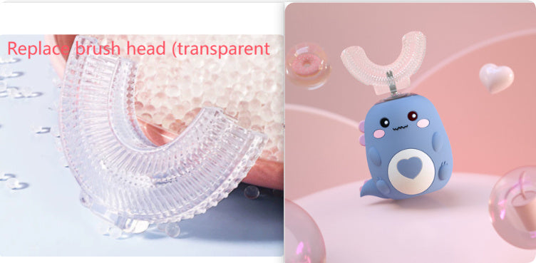 Children'S Electric Toothbrush Food Grade Silicone Oral 360 Degree Automatic Usb Charging Smart Children'S Toothbrush U-Shaped - LauBelle