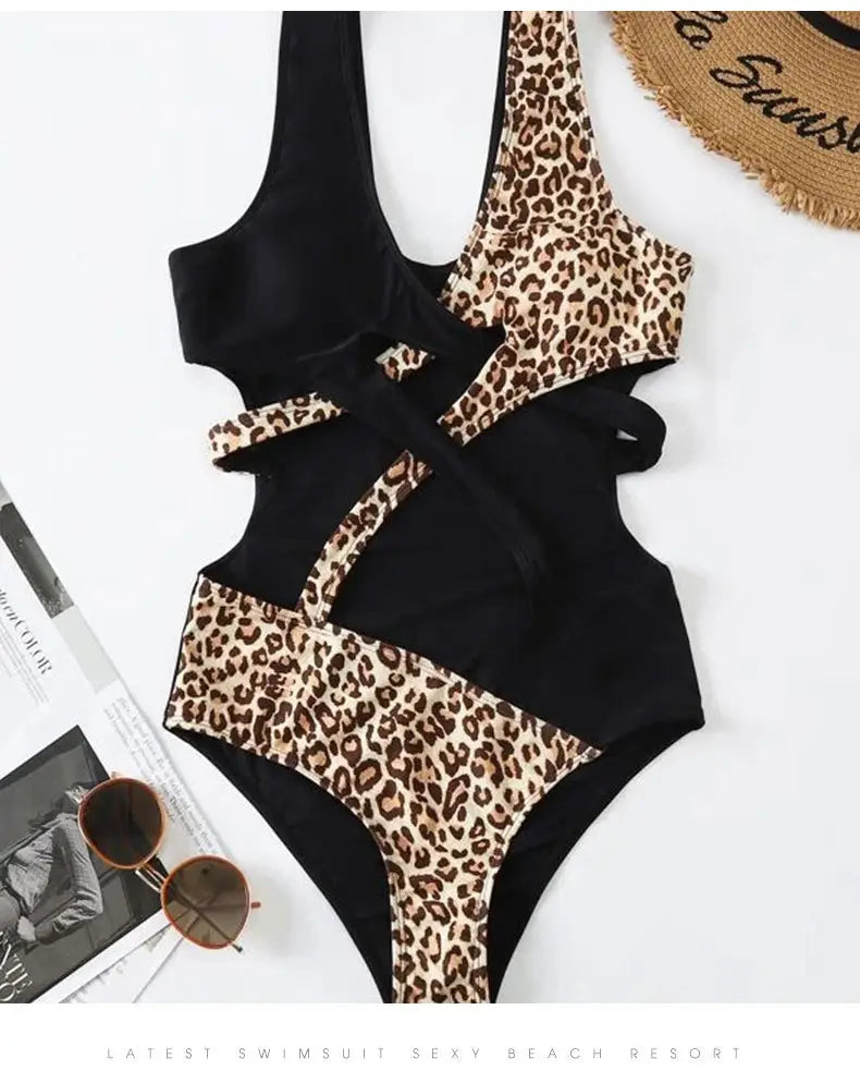 European And American Bikini High Waist One Piece Swimsuit