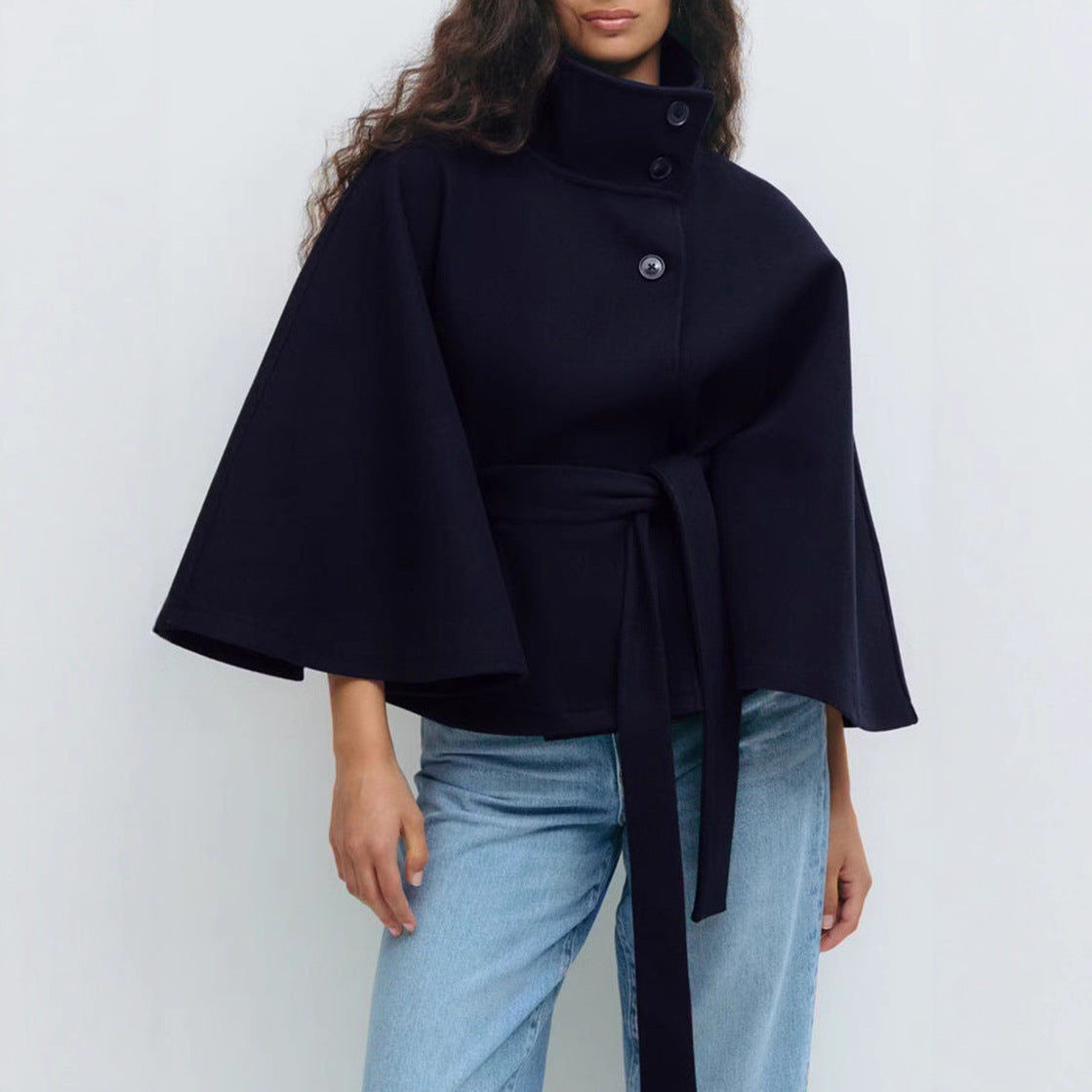 Chic Winter Batwing Belted Trench Coat for Women - LauBelle Brand