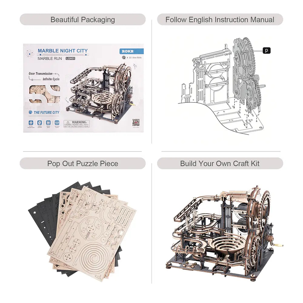 Plywood Model Kit with English Instructions and Accessories Without Wax